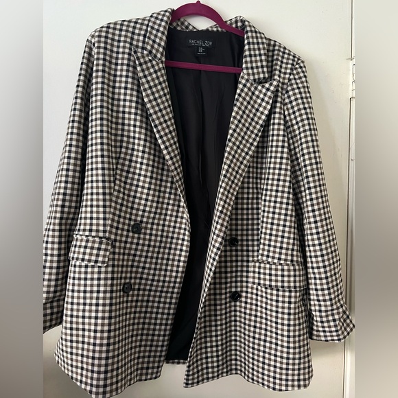 Plaid long Blazer - Picture 1 of 3